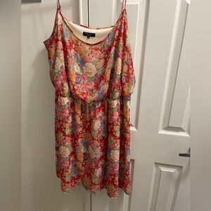 New look red floral blouson dress plus size